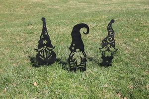 Garden Gnome Stake- Set of 3 Black